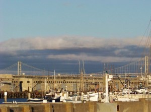 San Francisco-aOakland By Bridge from a pier near Fisherman's Wharf